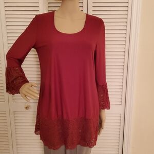 Slinky Brand Lace Trimmed Top